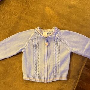 Carter's Blue Knit Zip-Up Sweater with Bear Pull